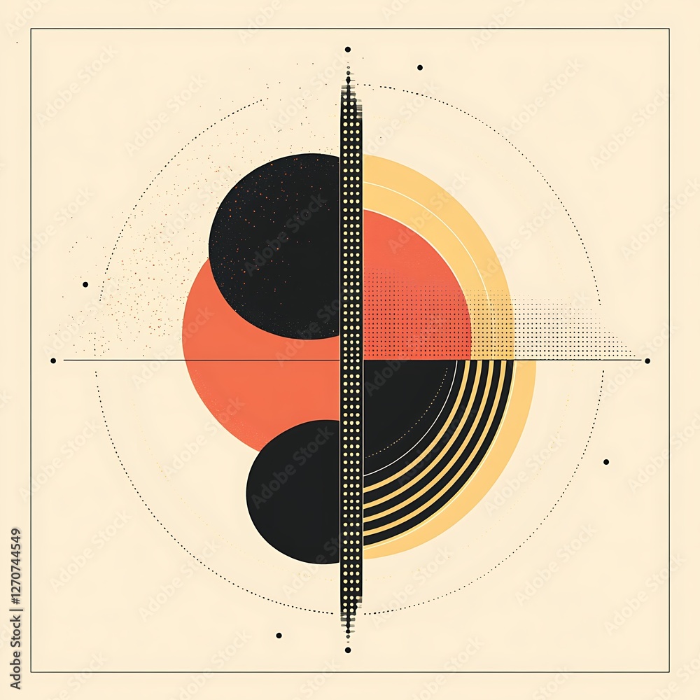 Poster abstract geometric design, symmetrical shapes, centered composition, graphic art, background image, 