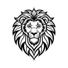 Fototapeta premium Tribal Lion Head Logo, Fierce Black and White Vector Illustration