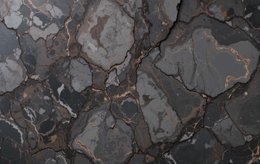 Obraz premium Dark gray marble with cracked texture, creating a dramatic, aged, and abstract pattern.