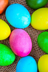Colored decorated Easter eggs