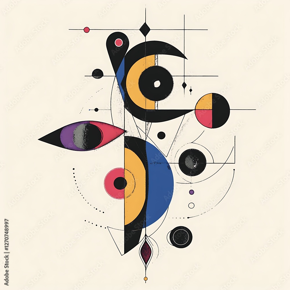 Poster abstract geometric composition, colorful shapes, design. possible use print