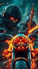 Fototapeta premium Flaming Fury: Bikers of the Inferno