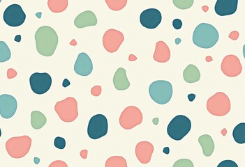 Pastel Polka Dot Seamless Pattern: Cute Pink, Blue, Green Dots on White, Vector Illustration, Flat Design, High Resolution - Perfect for Baby Shower, Nursery & Kids Decor.

