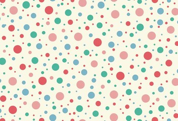 Seamless Pastel Polka Dot Pattern: Pink, Blue & Green Dots on White Background, Vector Illustration, Flat Design, High Resolution for Baby Products, Fabrics & Web Design.

