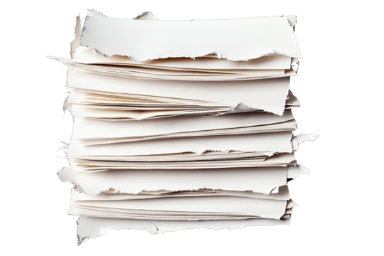 Ripped torn concept. A stack of torn paper sheets representing paperwork and disorganization.