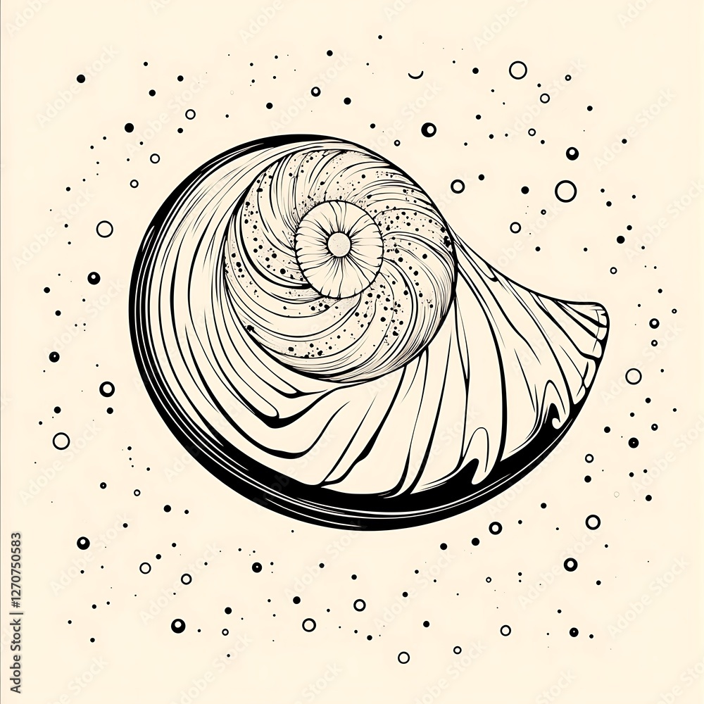 Poster ornate seashell graphic design, background patterns, artistic