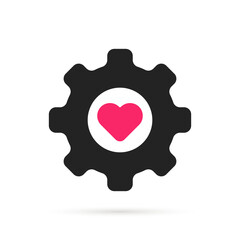 biotechnology icon with pink heart and gear