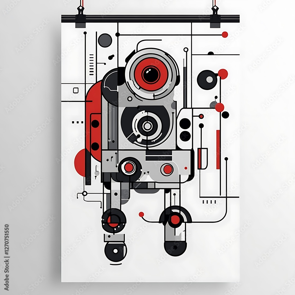 Poster abstract geometric robot design art print