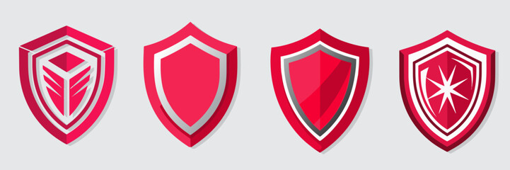 vector illustration of a protection shield set isolated on white background , Defense symbol, Safe guard flat illustration design.