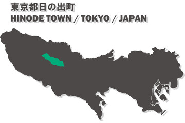 日本地図-東京都-あきる野市ベクターイラストマップ