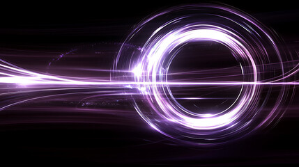 Luminous Circular Purple Light Trails Forming a Ring in Dark Space Abstract Design Element