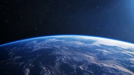 Fototapeta premium A breathtaking view of Earth from space showcasing the curvature and atmosphere against a starry backdrop
