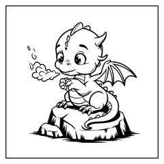 Cute Little Dragons Bold and Easy Coloring Book For Kids
