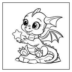 Cute Little Dragons Bold and Easy Coloring Book For Kids