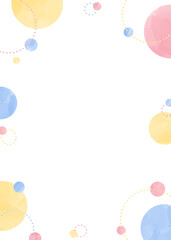 円形オブジェクトのポップなフレーム、丸、水彩カラー、縦向き