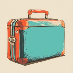 Vintage suitcase illustration, retro style, studio shot, for travel design