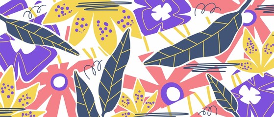 Abstract botanical background. Flowers background. Modern abstract flowers illustration, spring floral wallpaper