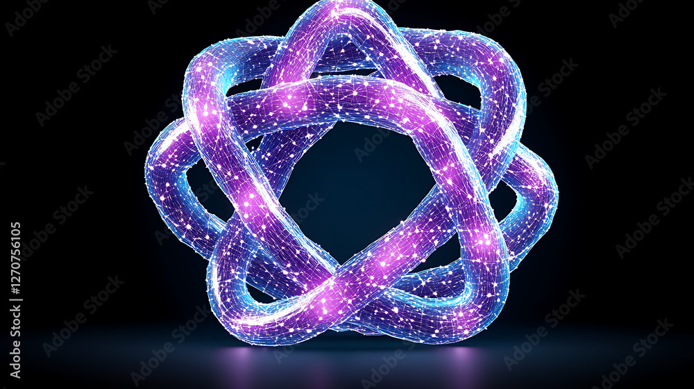 Poster luminous geometric knot plexus network connection design artificial intelligence visualization 3d re