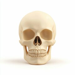 Realistic Human Skull Isolated on White Background