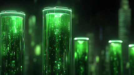 Luminous Green Energy Storage Cylinders Technology Future Power System for Sustainable Tomorrow
