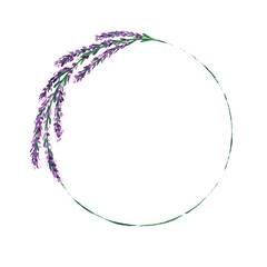 Round frame of lavender flowers