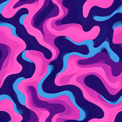 Abstract wavy pattern in vibrant pink and blue hues.