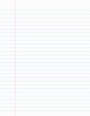 Notepad sheet paper blue lined with margin editable stroke. Vector