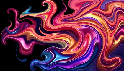 Fluid Chrome Dynamic Flowing Forms on Dark Background