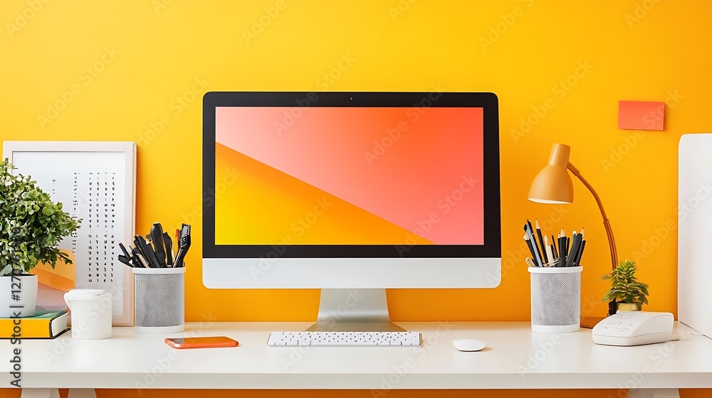 Aufkleber modern workspace with computer
