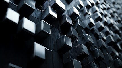Abstract metallic cubes, geometric pattern, industrial design, background image, possible use for technology or design presentation