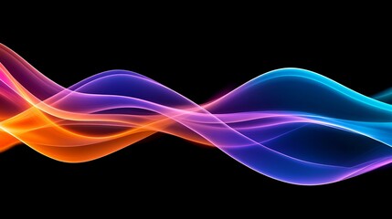 Naklejka premium Colorful abstract waves flowing dynamically against a black background, creating a vibrant visual effect