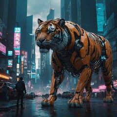 Design a tattoo concept featuring a tiger intertwined with flowers and flames.