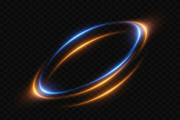 Neon glowing portal of light. Circle light effect. On a transparent background.