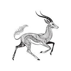 Black and White Antelope Line Artwork