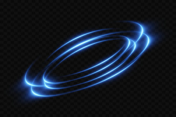 Neon glowing portal of light. Circle light effect. On a transparent background.