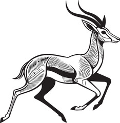 Simple Antelope Outline Art on White Canvas