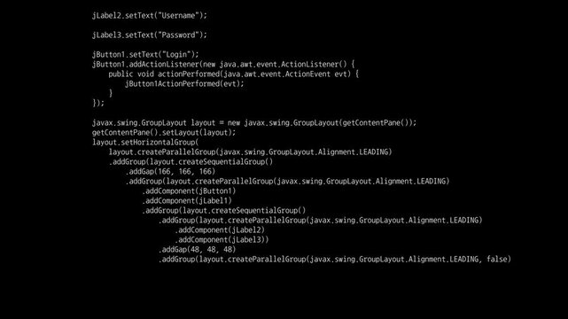 Typing programming code animation, animated hacker typing text suitable for software development, source code programming, creating websites, hacking screens, cyber security, and applications.