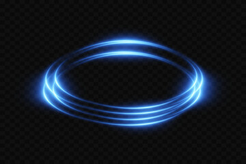 Neon glowing portal of light. Circle light effect. On a transparent background.