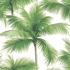 Naklejka premium Lush Palm Tree Canopy Green Aesthetic Tropical Pattern Background Design Beautiful Serene Backdrop