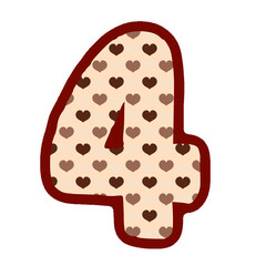 the number four is made up of hearts