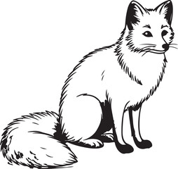 Obraz premium Ink Silhouette: A captivating monochromatic illustration of a fox, its elegant form and expressive eyes brought to life with ink, showcasing a perfect balance of detail and simplicity.