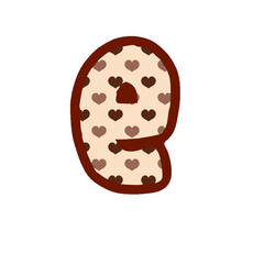 a brown and white heart shaped letter e