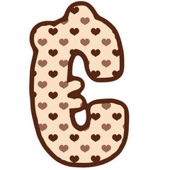 a brown and white heart shaped C