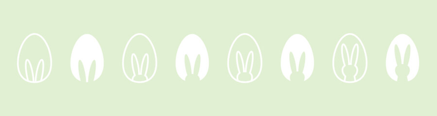 Fototapeta premium Easter egg background, Easter egg hunting. Bunny silhouette on Easter egg