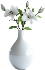 White lily flowers in a modern vase