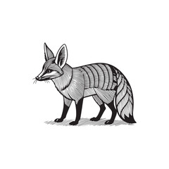 Elegant Arctic Fox Line Art on White Background