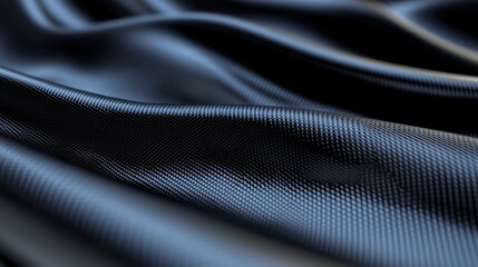 Naklejka premium Close-up of flowing black fabric with intricate texture, creating a sense of depth and movement