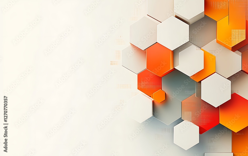 Aufkleber hexagons. abstract multicolored tech mosaic background of orange, gray, and white. use for presentat