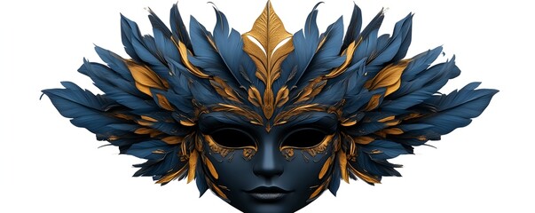 Fototapeta premium Midnight Blue & Gold: A Regal Masquerade Mask