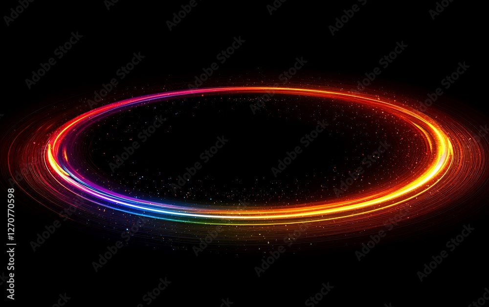 Aufkleber abstract colorful glowing circular frame on black background, graphic design element, suitable for p